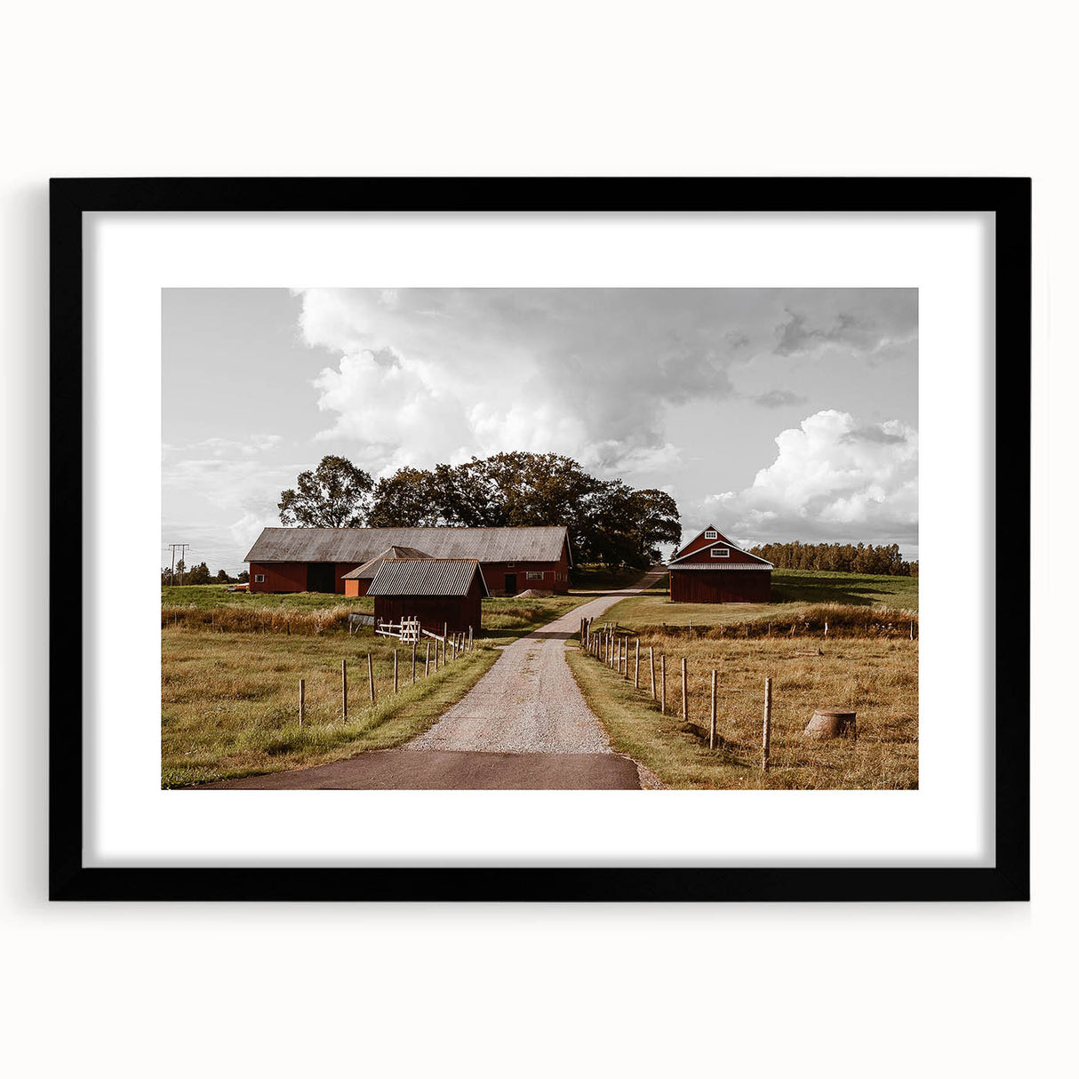 Rustic Farmhouse Wall Art – Red Barns and Countryside Road for Rustic Decor