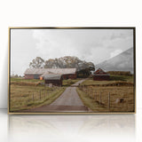 Rustic Farmhouse Wall Art – Red Barns and Countryside Road for Rustic Decor