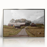 Rustic Farmhouse Wall Art – Red Barns and Countryside Road for Rustic Decor