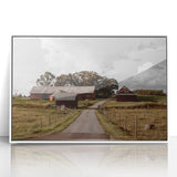 Rustic Farmhouse Wall Art – Red Barns and Countryside Road for Rustic Decor