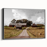 Rustic Farmhouse Wall Art – Red Barns and Countryside Road for Rustic Decor