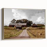 Rustic Farmhouse Wall Art – Red Barns and Countryside Road for Rustic Decor