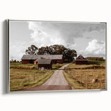 Rustic Farmhouse Wall Art – Red Barns and Countryside Road for Rustic Decor