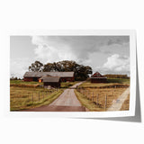 Rustic Farmhouse Wall Art – Red Barns and Countryside Road for Rustic Decor