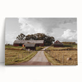 Rustic Farmhouse Wall Art – Red Barns and Countryside Road for Rustic Decor