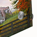 Rustic Barn Wall Art – Weathered Gray Barn with Autumn Foliage