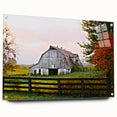 Rustic Barn Wall Art – Weathered Gray Barn with Autumn Foliage
