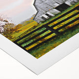 Rustic Barn Wall Art – Weathered Gray Barn with Autumn Foliage