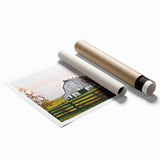 Rustic Barn Wall Art – Weathered Gray Barn with Autumn Foliage