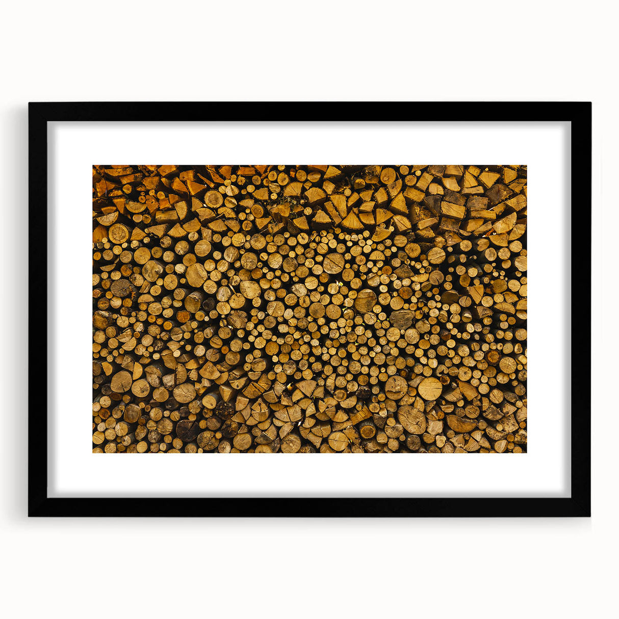 Rustic Log Pile Wall Art – Stacked Firewood for Cozy Farmhouse Decor