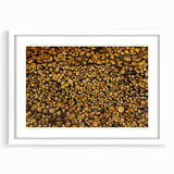 Rustic Log Pile Wall Art – Stacked Firewood for Cozy Farmhouse Decor