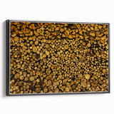 Rustic Log Pile Wall Art – Stacked Firewood for Cozy Farmhouse Decor