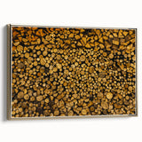 Rustic Log Pile Wall Art – Stacked Firewood for Cozy Farmhouse Decor