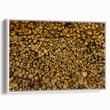 Rustic Log Pile Wall Art – Stacked Firewood for Cozy Farmhouse Decor