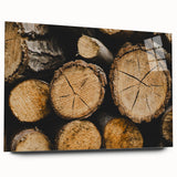 Rustic Log Close-Up Wall Art – Textured Firewood for Farmhouse Decor
