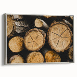 Rustic Log Close-Up Wall Art – Textured Firewood for Farmhouse Decor