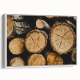 Rustic Log Close-Up Wall Art – Textured Firewood for Farmhouse Decor