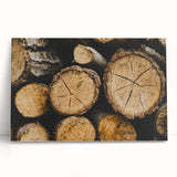 Rustic Log Close-Up Wall Art – Textured Firewood for Farmhouse Decor