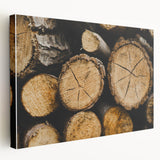 Rustic Log Close-Up Wall Art – Textured Firewood for Farmhouse Decor