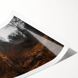 Rustic Nature Wall Art – Weathered Wooden Fence Posts in Forest Scene