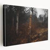 Rustic Nature Wall Art – Weathered Wooden Fence Posts in Forest Scene