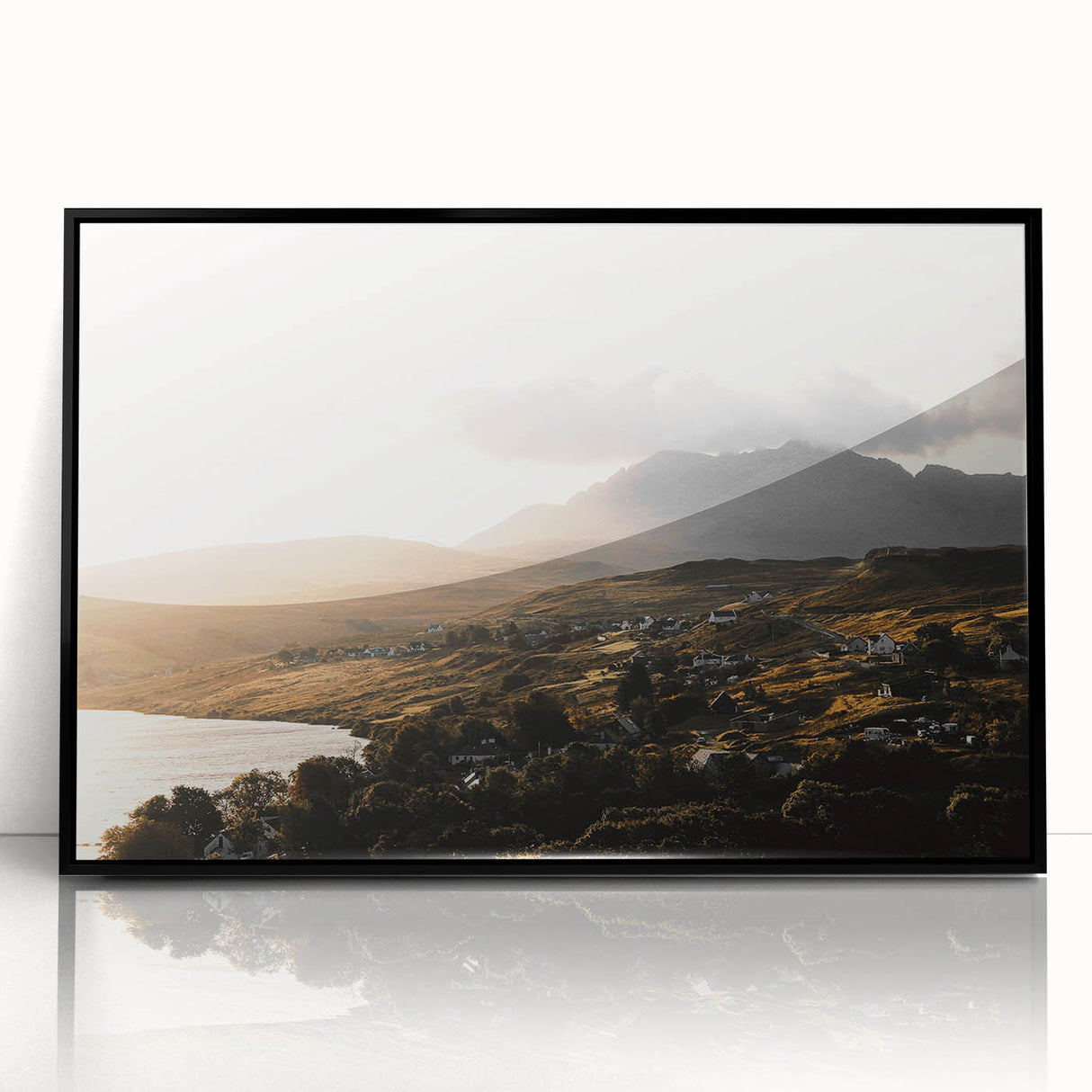 Rustic Countryside Landscape Wall Art – Rolling Hills and Mountain View