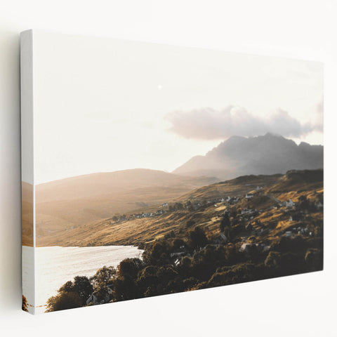 Rustic Countryside Landscape Wall Art – Rolling Hills and Mountain View