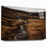 Rustic Mountain Waterfall Wall Art – Rugged Landscape with Cascading Water