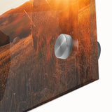 Rustic Farm Landscape Wall Art – Sunlit Hay Bales in a Golden Field