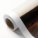 Rustic Farm Landscape Wall Art – Sunlit Hay Bales in a Golden Field