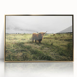 Rustic Highland Cow Wall Art – Scottish Highland Cattle in a Stormy Field