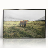 Rustic Highland Cow Wall Art – Scottish Highland Cattle in a Stormy Field