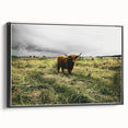 Rustic Highland Cow Wall Art – Scottish Highland Cattle in a Stormy Field