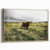 Rustic Highland Cow Wall Art – Scottish Highland Cattle in a Stormy Field