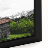 Rustic Mountain Cabin Wall Art – Weathered Wood Cabin with Alpine View