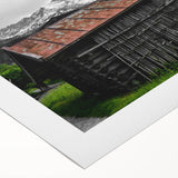 Rustic Mountain Cabin Wall Art – Weathered Wood Cabin with Alpine View