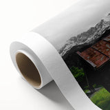 Rustic Mountain Cabin Wall Art – Weathered Wood Cabin with Alpine View