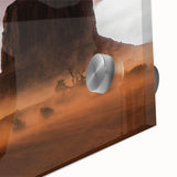 Rustic Desert Wall Art – Monument Rock in Dusty Desert Landscape Scene