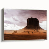 Rustic Desert Wall Art – Monument Rock in Dusty Desert Landscape Scene
