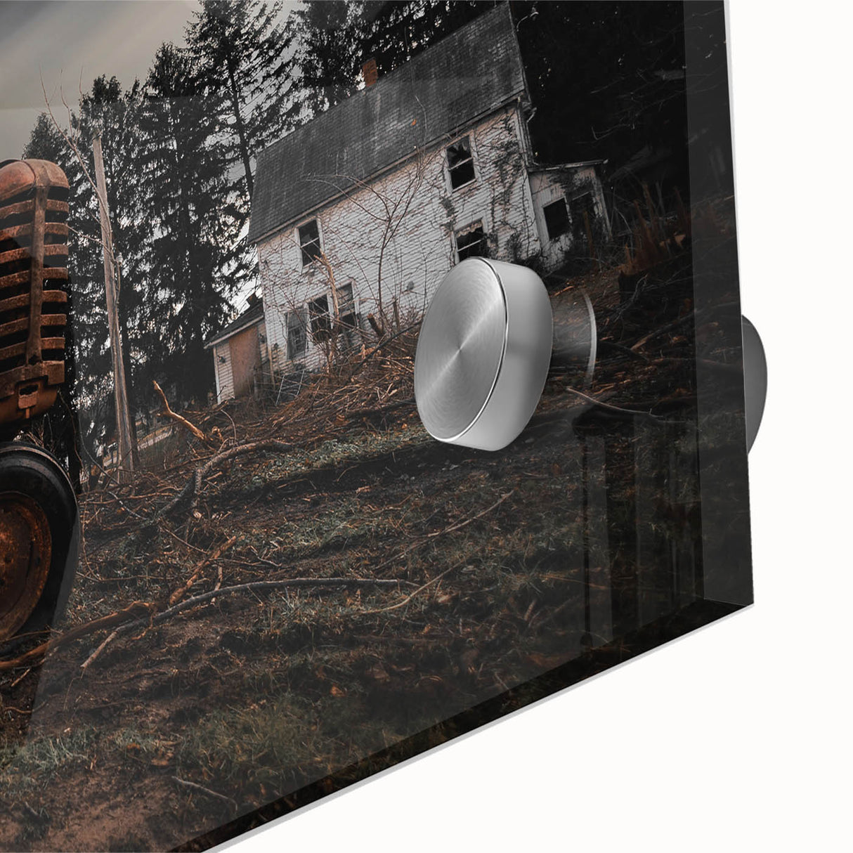 Rustic Farmhouse Wall Art – Vintage Tractor and Abandoned Barn Scene