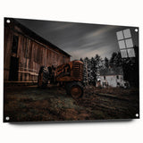 Rustic Farmhouse Wall Art – Vintage Tractor and Abandoned Barn Scene