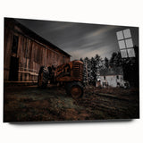 Rustic Farmhouse Wall Art – Vintage Tractor and Abandoned Barn Scene
