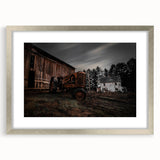Rustic Farmhouse Wall Art – Vintage Tractor and Abandoned Barn Scene