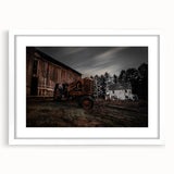 Rustic Farmhouse Wall Art – Vintage Tractor and Abandoned Barn Scene