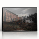 Rustic Farmhouse Wall Art – Vintage Tractor and Abandoned Barn Scene
