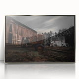 Rustic Farmhouse Wall Art – Vintage Tractor and Abandoned Barn Scene