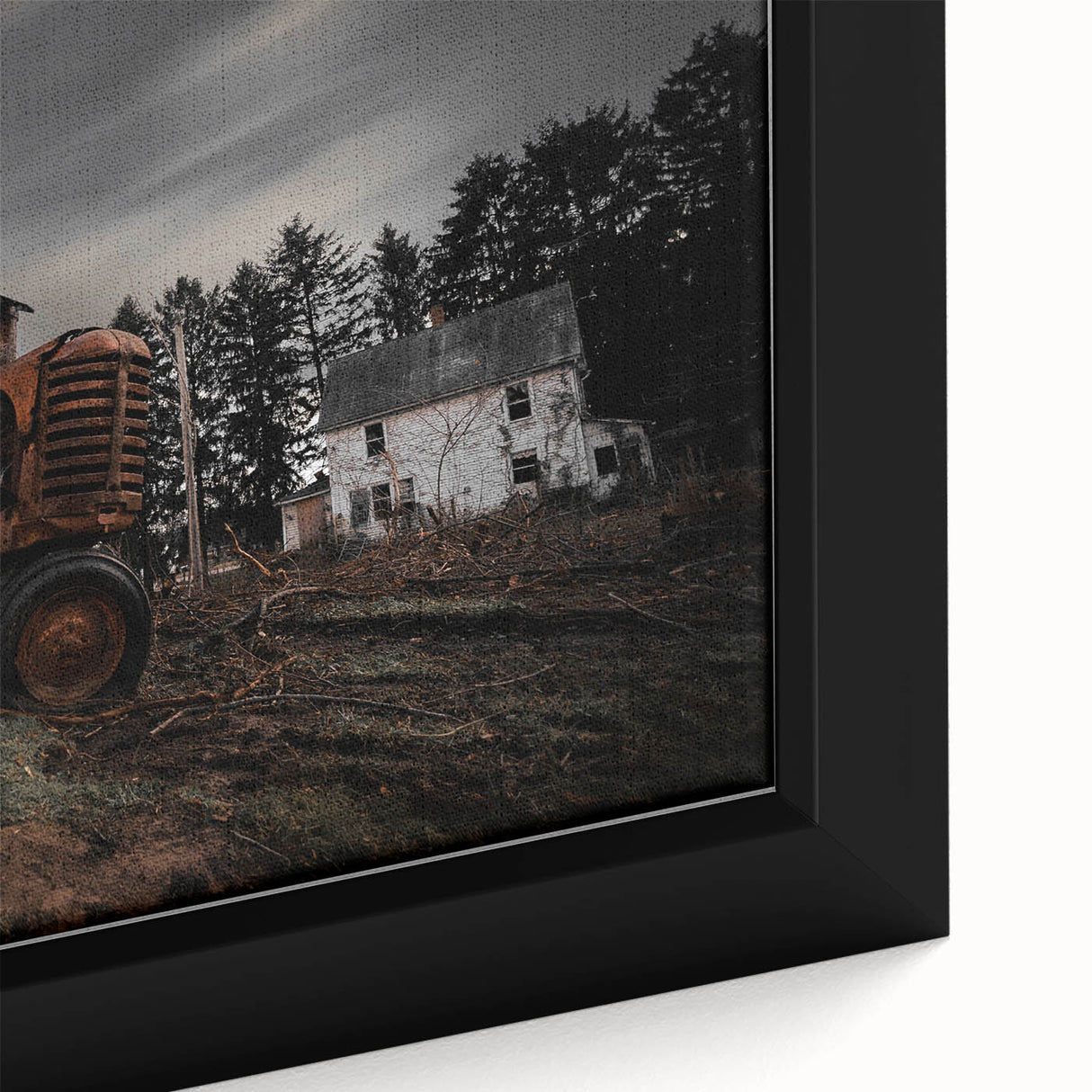 Rustic Farmhouse Wall Art – Vintage Tractor and Abandoned Barn Scene