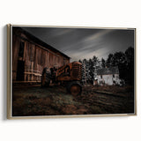 Rustic Farmhouse Wall Art – Vintage Tractor and Abandoned Barn Scene