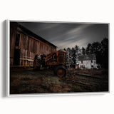 Rustic Farmhouse Wall Art – Vintage Tractor and Abandoned Barn Scene