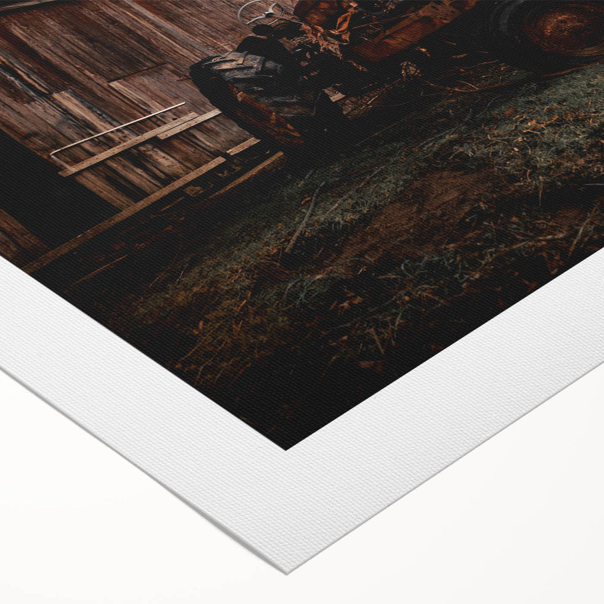 Rustic Farmhouse Wall Art – Vintage Tractor and Abandoned Barn Scene